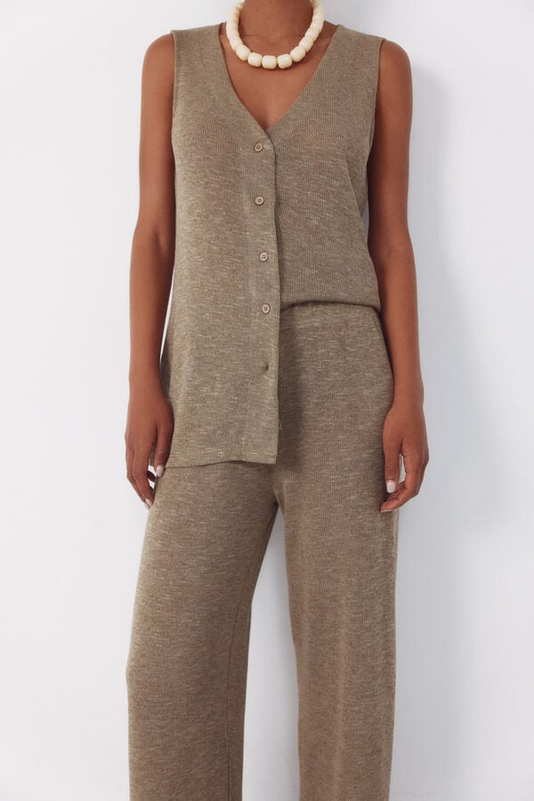 Cortefiel Jersey-knit trousers Kaki