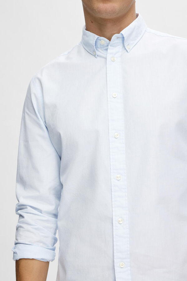 Cortefiel Slim fit shirt with long sleeves made from recycled cotton Blue