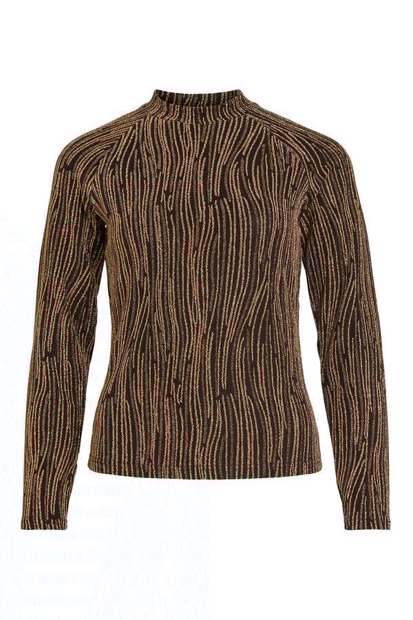 Vila Top de manga larga con lúrex Camel