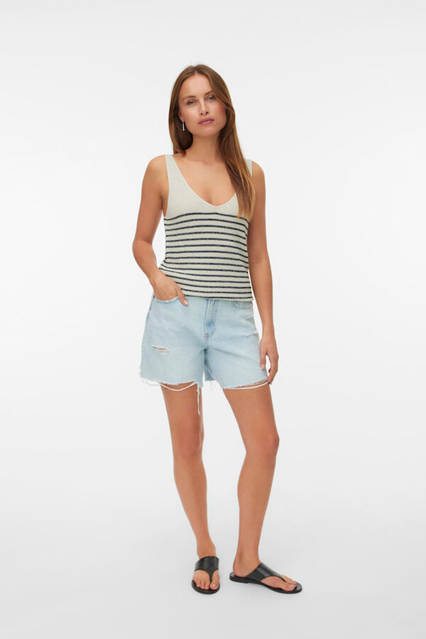 Vero Moda Top al&ccedil;a larga em lurex Tostado