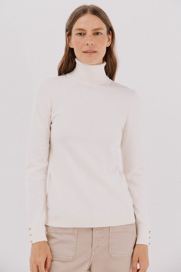 Cortefiel Short-sleeved jumper Ivory