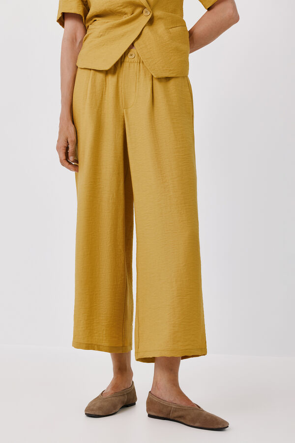 Cortefiel Cal&ccedil;a fluida larga Amarelo