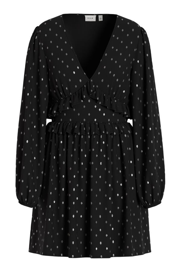 Vila Vestido de chiffon com lurex Preto