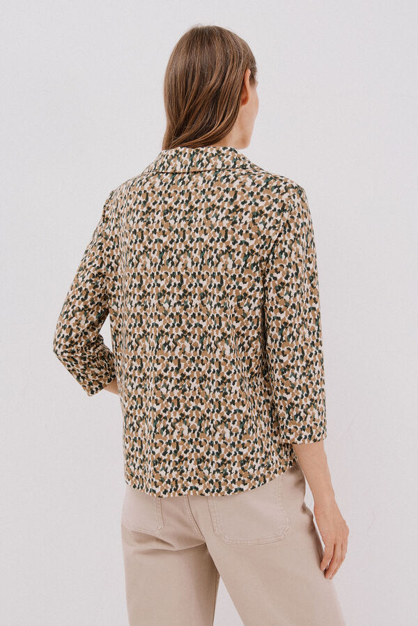 Cortefiel Camisa elástica botones Estampado blanco