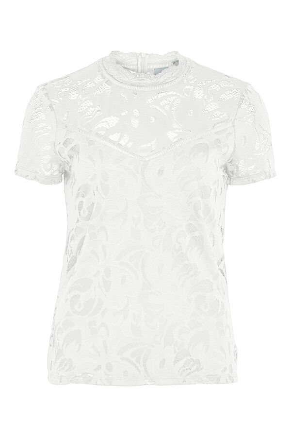 Cortefiel Short-sleeved lace top White