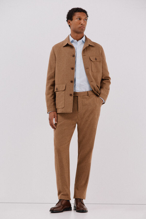 Cortefiel Pantalón lana camel Camel