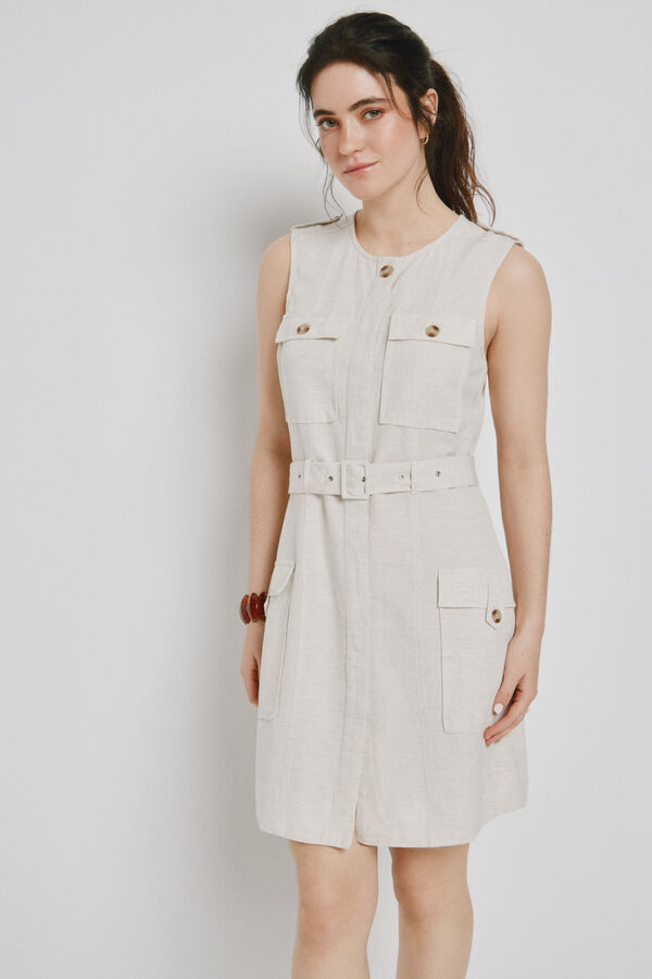 Vero Moda Vestido curto estilo safari Tostado