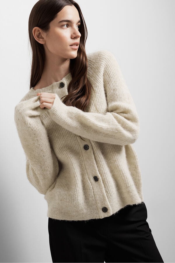 Selected Femme Casaco de malha de lã e alpaca. Tostado
