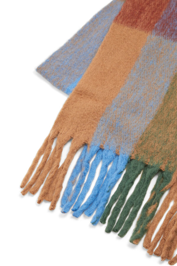 Cortefiel Multicolour checked scarf Blue