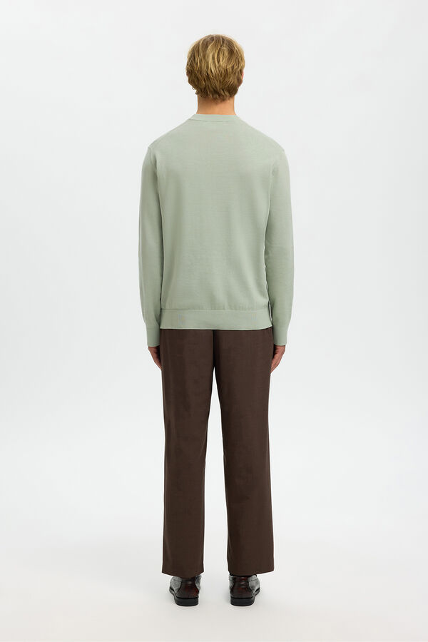 Selected Camisola leve 100% algod&atilde;o org&acirc;nico Verde