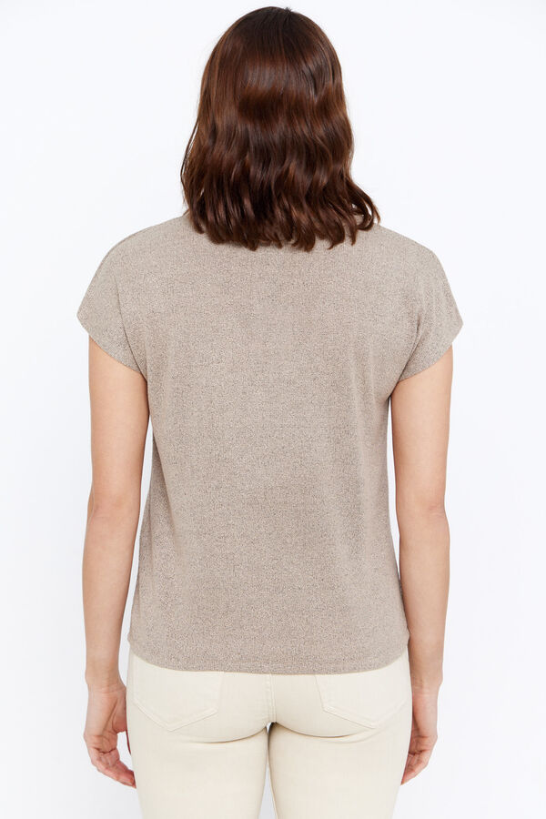 Cortefiel Embroidered braided cable knit top Beige
