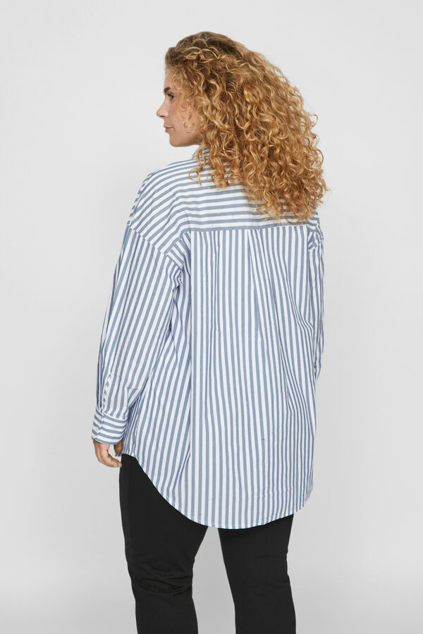 Cortefiel Camisa riscas curvilínea Azul