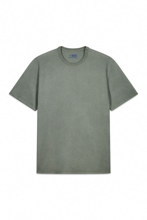 OOTO Camiseta básica con bordado avión Kaki