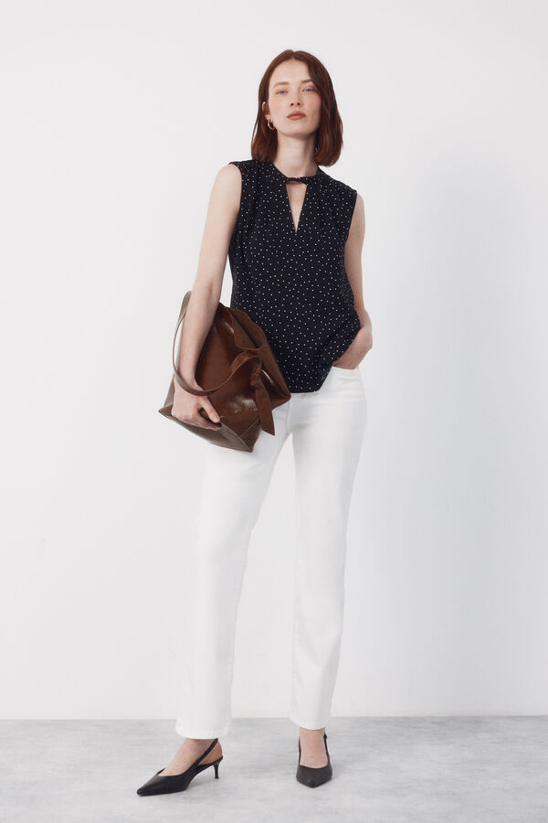 Cortefiel Cropped teardrop top Printed grey