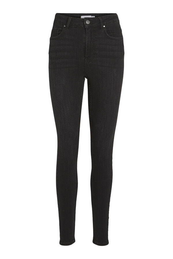 Cortefiel Wide leg coated trousers Black