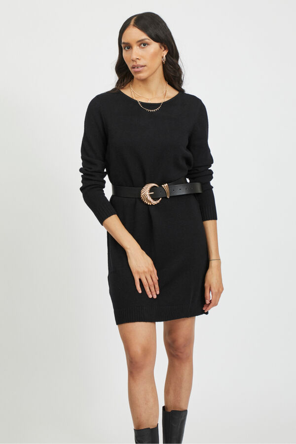 Vila Jersey-knit dress with long sleeves Black