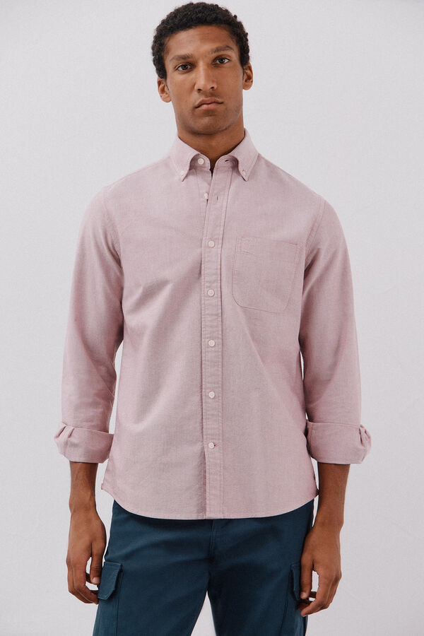 Cortefiel Plain oxford shirt Maroon