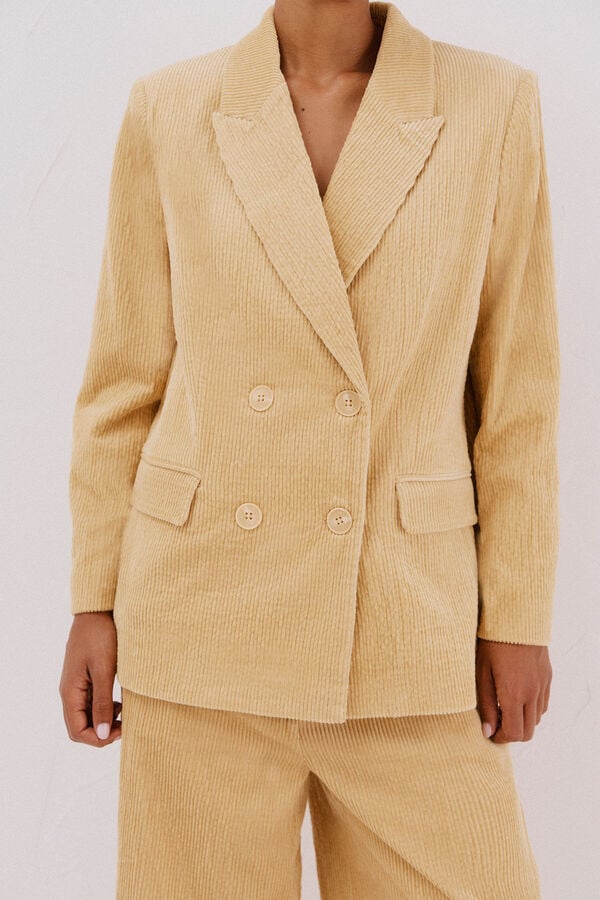 Cortefiel Blazer feminino de veludo Dourado