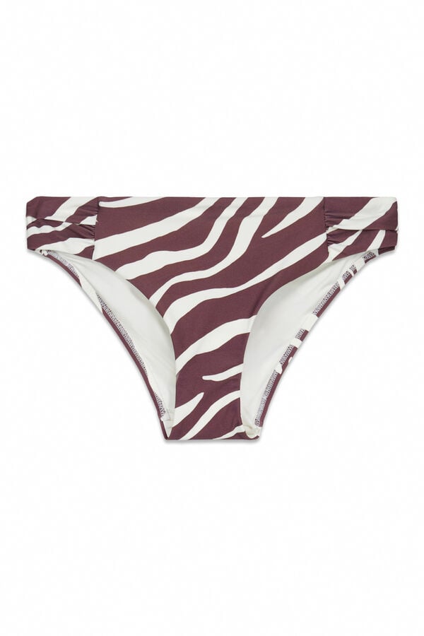 Cortefiel Side-draped bikini briefs Printed brown