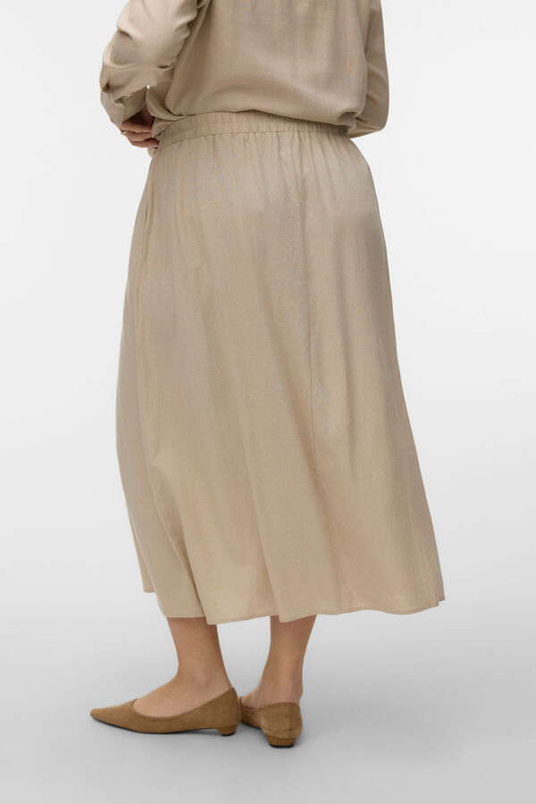 Vero Moda Curve Saia de linho 7/8 tamanho grande Tostado