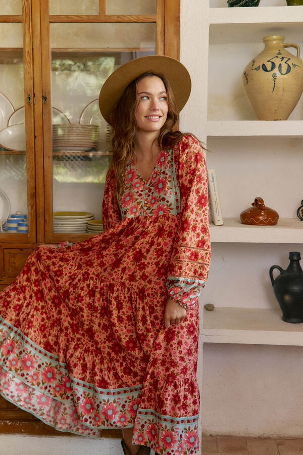 Jaase Vestido midi Eve estampado Lilliana Laranja