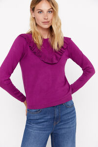 Cortefiel Plain jersey-knit jumper Purple