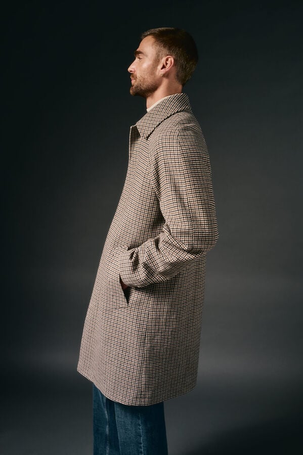 OOTO Sobretudo xadrez inglês Tostado