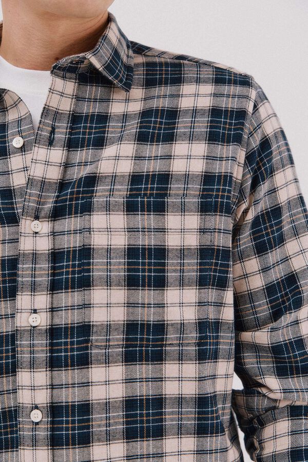 Cortefiel Checked flannel shirt Navy