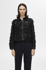 Selected Femme Fluffy long sleeve shirt. Black