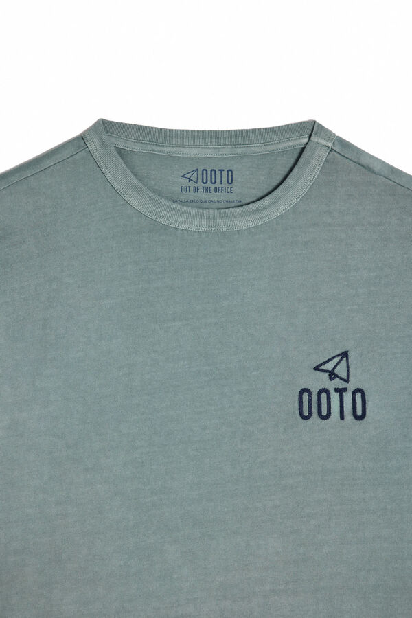 Cortefiel T-shirt with embroidered OOTO plane Green