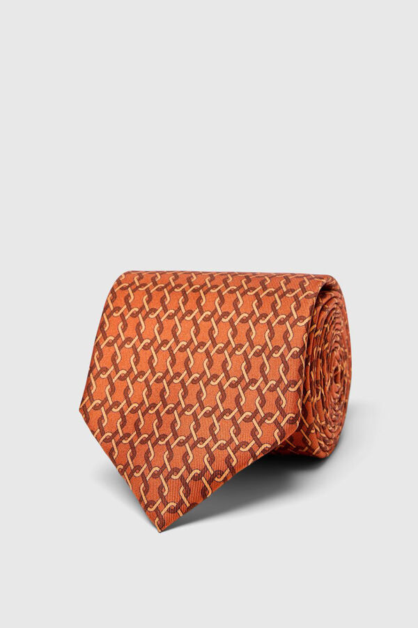 Selected Corbata con print 100% seda Rojo