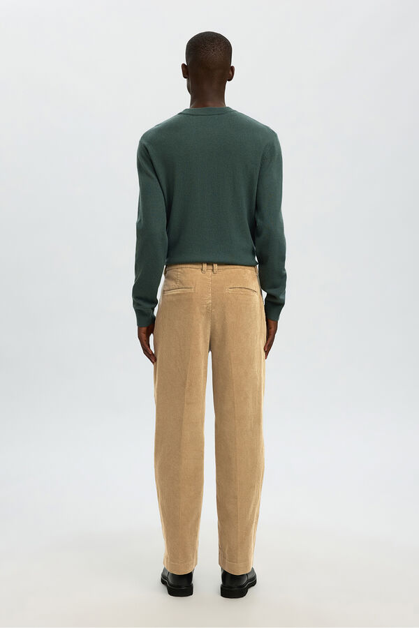 Selected Calça de veludo cotelê com caimento relaxado  Castanho