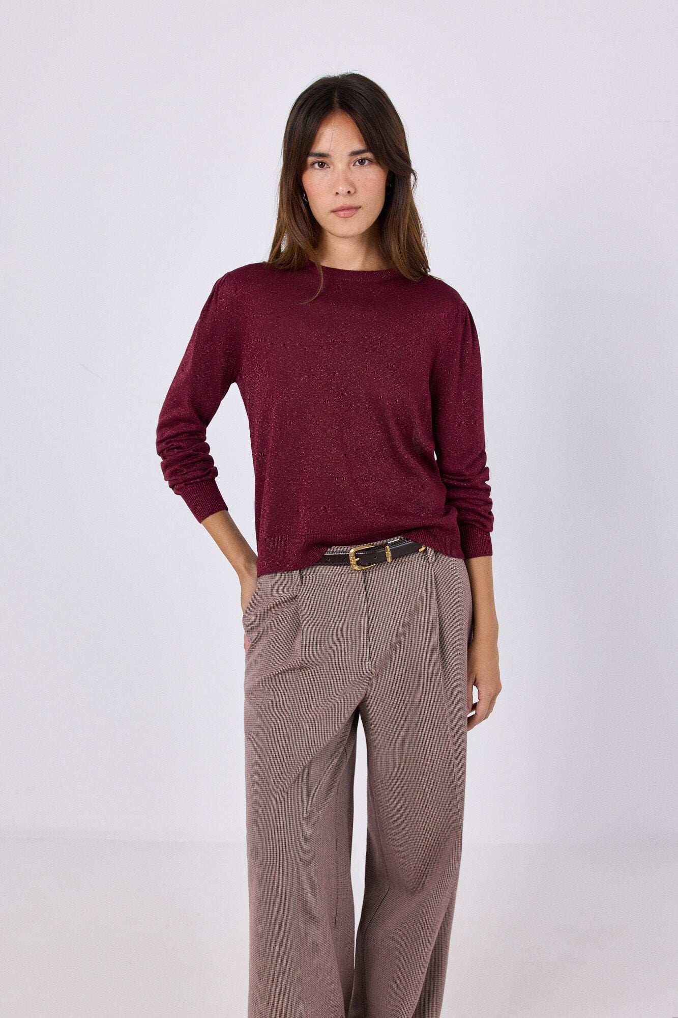Cortefiel Metallic crew neck jumper