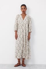 Cortefiel Long Dress Printed green