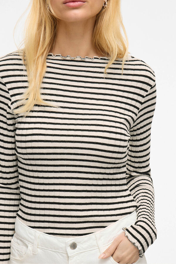 Vila Blusa de manga comprida com vivo Impressão