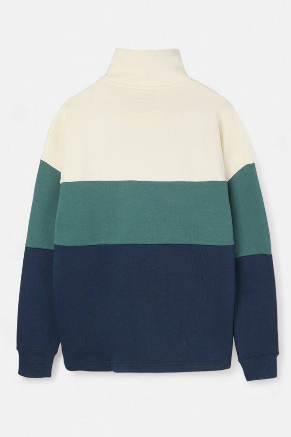 Silbon Sudadera relaxed fit media cremallera bloques Verde