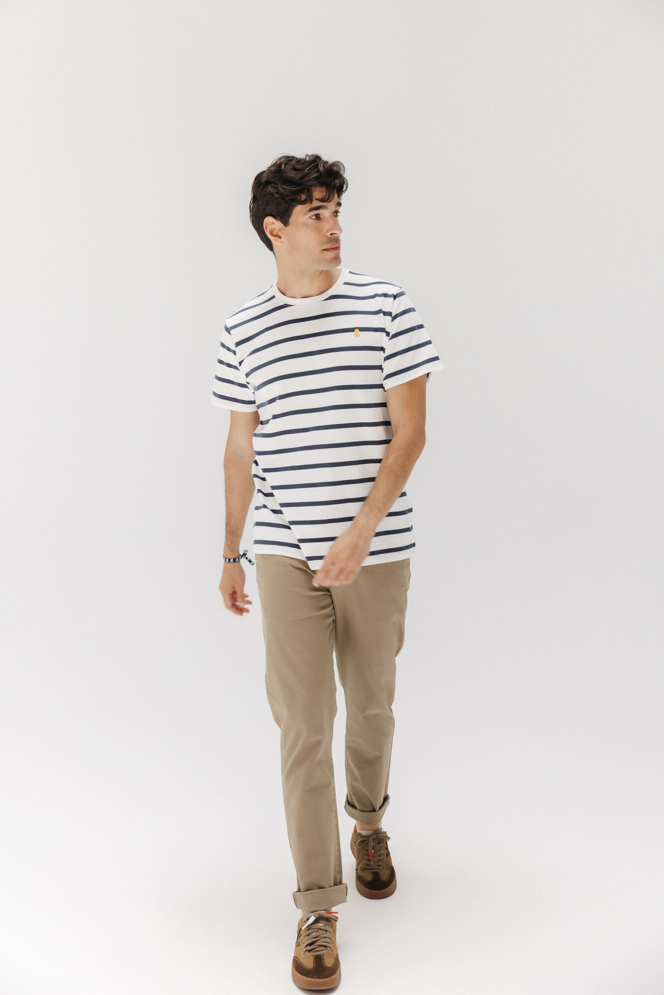 elPulpo Camiseta b&aacute;sica riscas bordado