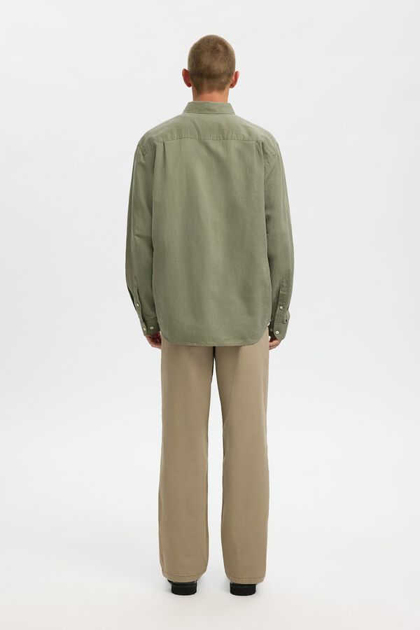 Selected Camisa em mistura de linho Verde