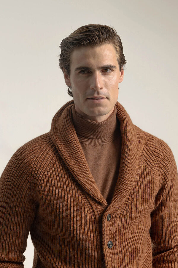 PuroEGO Cardigan canelado mesclado Vermelho