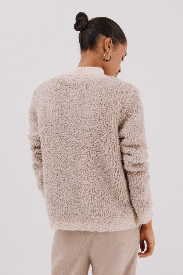 Cortefiel Chaqueta punto bouclé Marfil