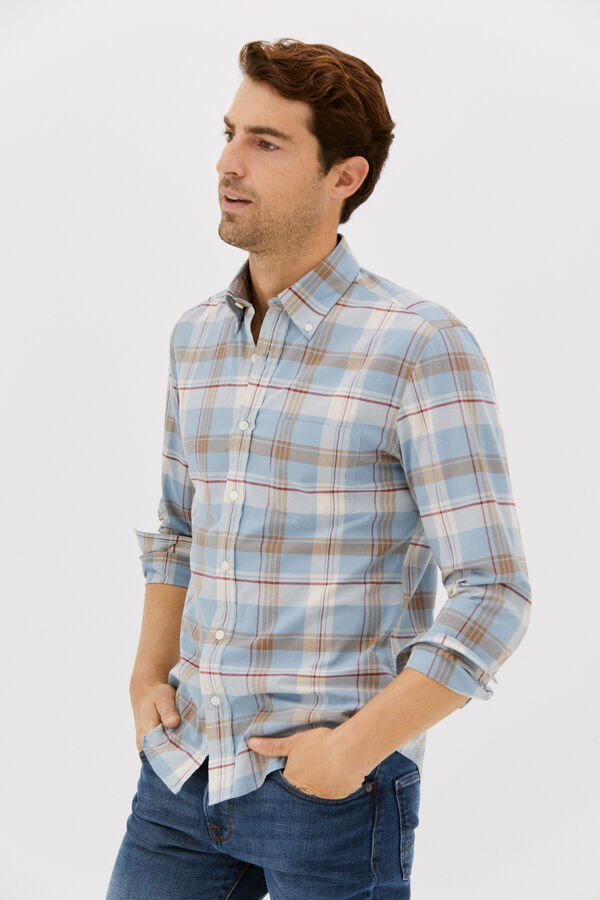 Cortefiel Casual checked shirt Blue