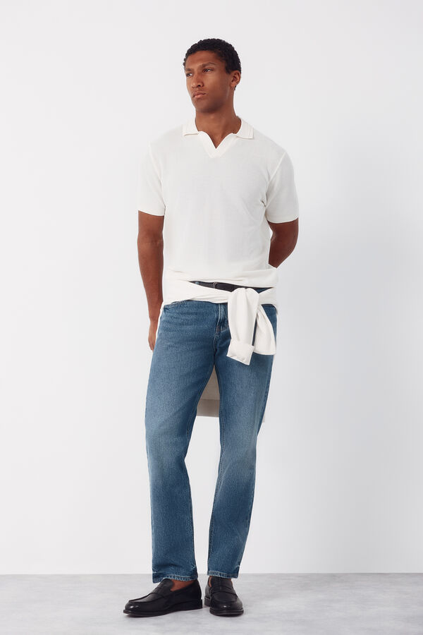 Cortefiel Piqu&eacute; short sleeve polo shirt Ivory