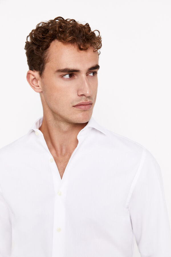 Cortefiel Plain Easy-iron pinpoint dress shirt White