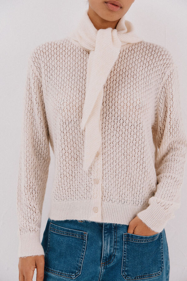 Cortefiel Chaqueta pañuelo punto Marfil