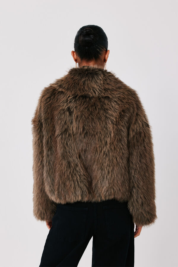 Cortefiel Faux fur jacket Beige
