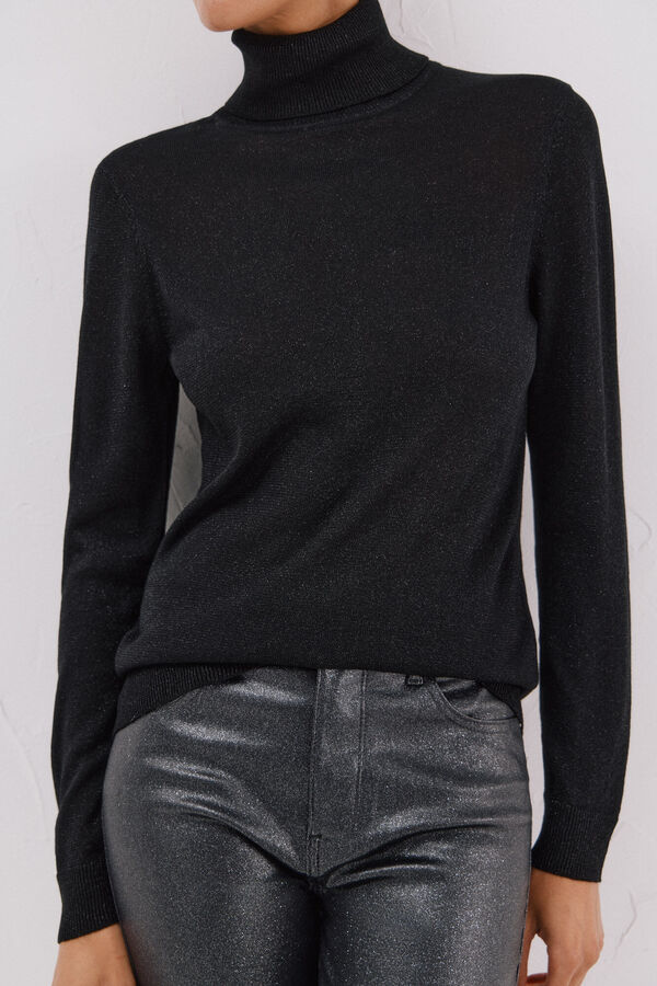 Cortefiel Suéter fino de lurex Preto