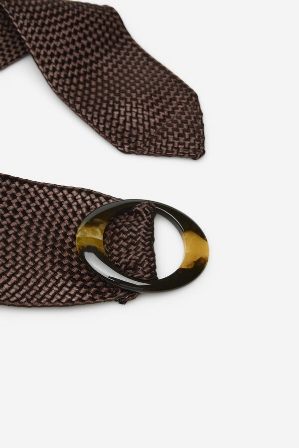 Cortefiel Braided sash belt Dark brown