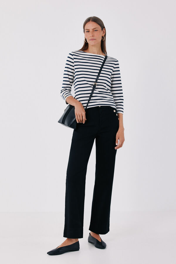 Cortefiel Palazzo jeans with buttons Black