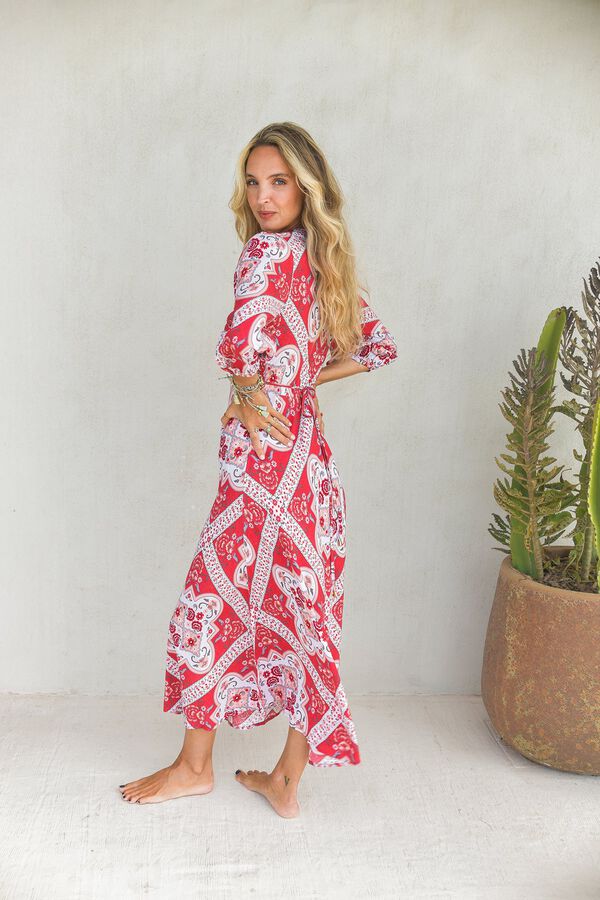 Jaase Vestido comprido Carmen Vermelho