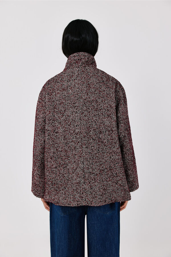 Cortefiel Short funnel neck coat Maroon